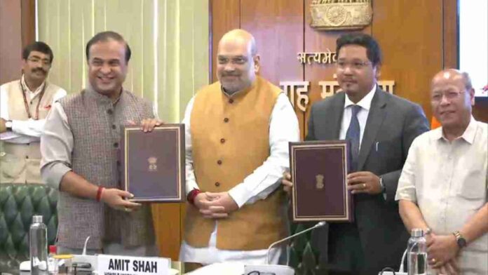 Amit Shah as Assam, Meghalaya sign pact over decades-old border row