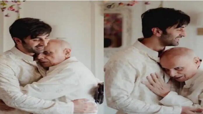 Mahesh Bhatt hugging his son-in-law